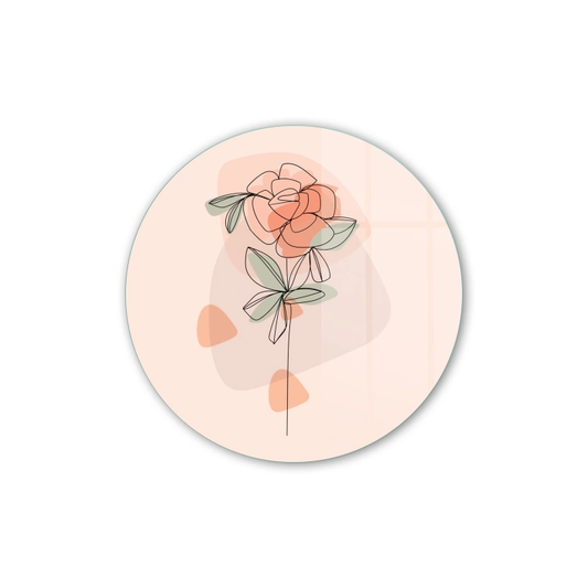 Vivantes Circle Glass Wall Art in 12" Diameter-Pink Rose