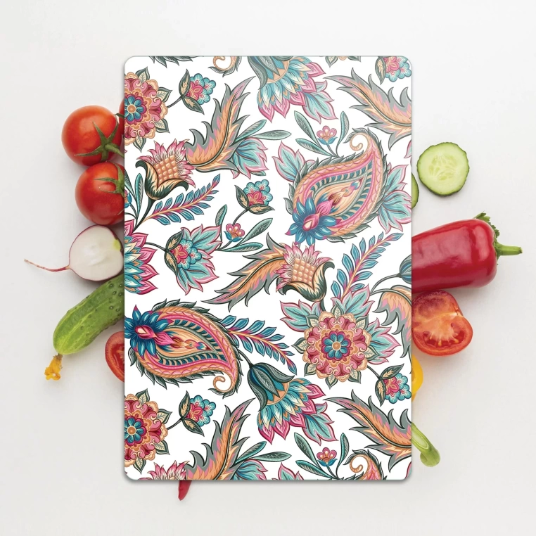 Tempered Glass Cutting Board - Mixed Flowered Tile