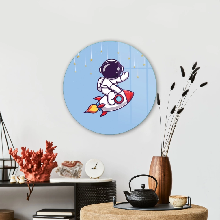 Vivantes Circle Glass Wall Art in 12" Diameter-baby Rocket