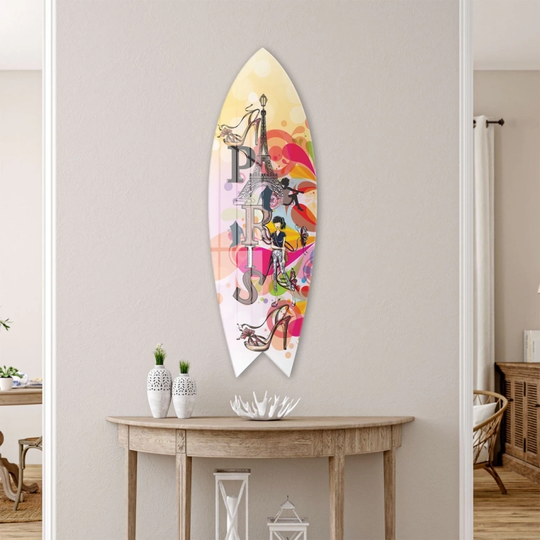 Vivantes Decorative Surfing Board in 4mm Tempered Glass-Paris