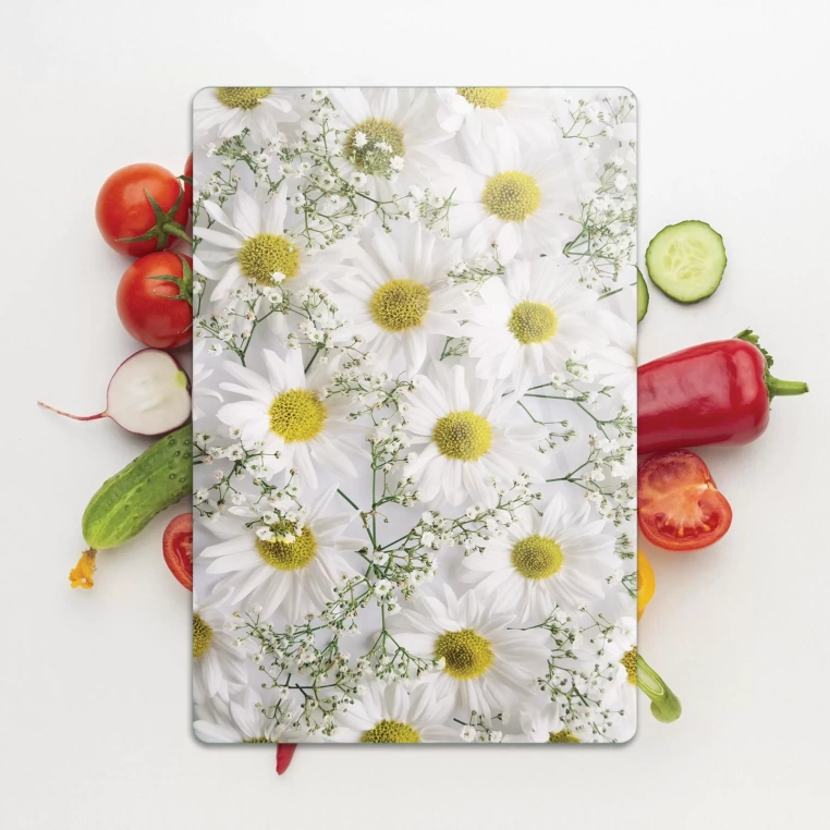 Tempered Glass Cutting Board - Daisies