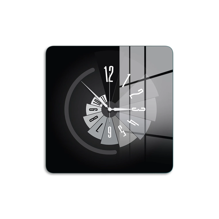 Vivantes Decorative Glass 12 inch Wall Clock Retro Square