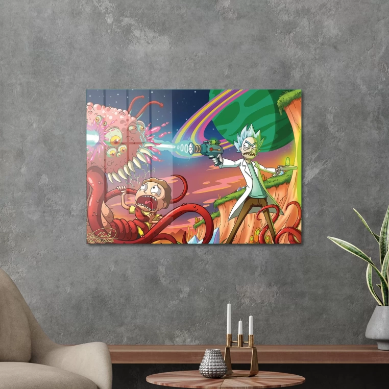 Vivantes Tempered Glass Wall Art - Rick and Morty