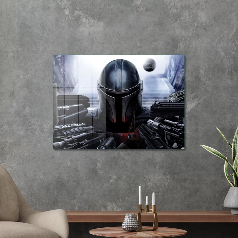 Vivantes Tempered Glass Wall Art - Star Wars Shooting Mandalorian