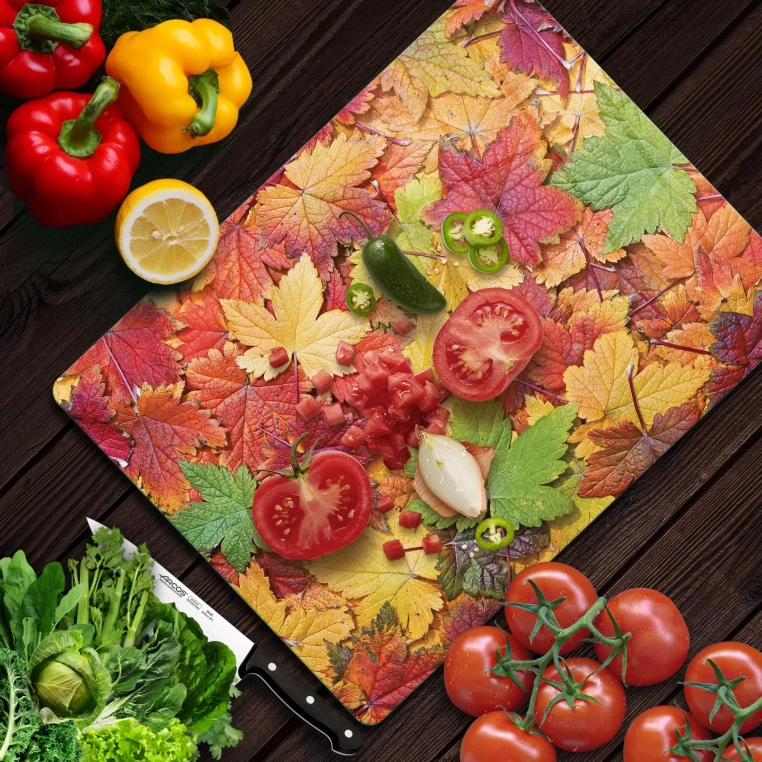 Tempered Glass Cutting Board - Leaves of Fall