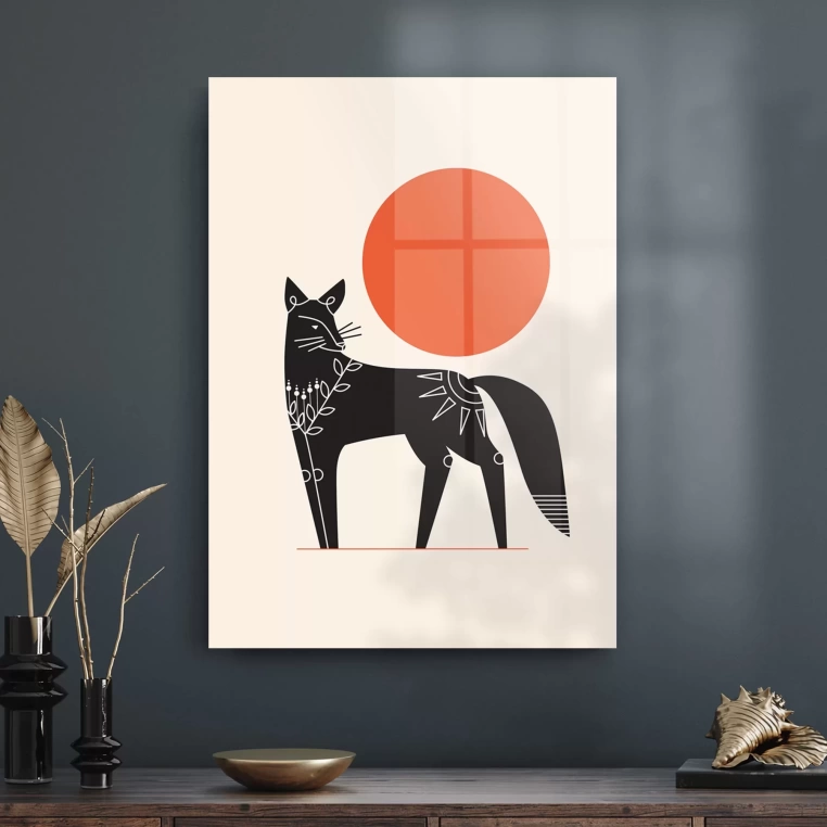 Vivantes Tempered Glass Wall Art - Black Fox