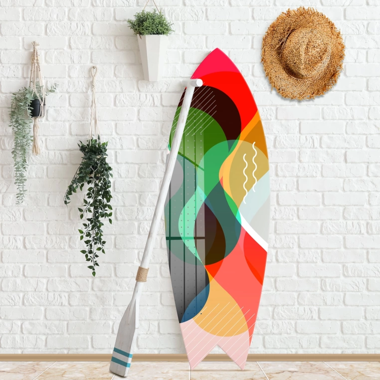 Vivantes Decorative Surfing Board in 4mm Tempered Glass-Colored Wave