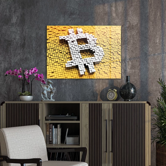 Vivantes Tempered Glass Wall Art - Bitcoin in Gold