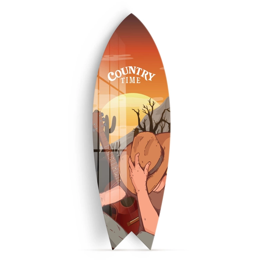 Vivantes Decorative Surfing Board in 4mm Tempered Glass-Country Time