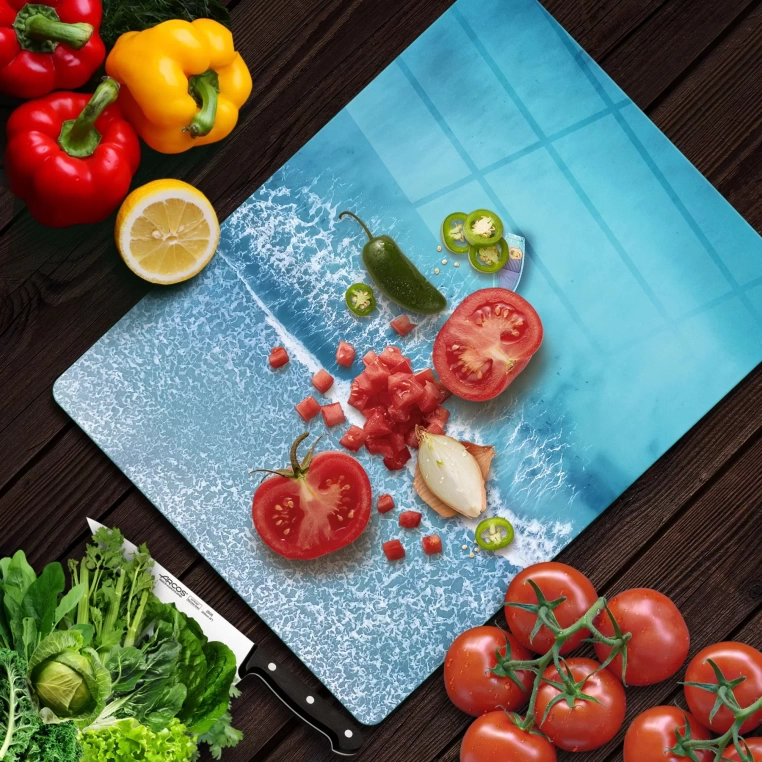 Tempered Glass Cutting Board - Beach