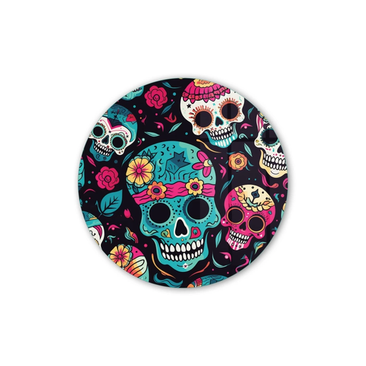 Vivantes Circle Glass Wall Art in 12" Diameter-Mexican Skulls