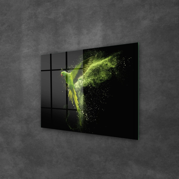 Vivantes Tempered Glass Wall Art - Green Parrot