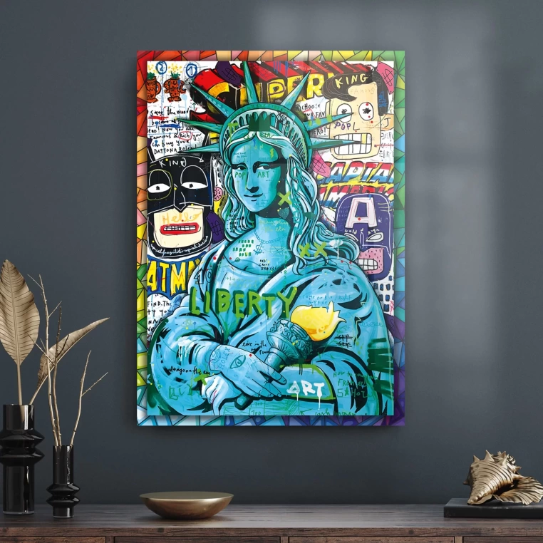 Vivantes Tempered Glass Wall Art - Pop Art Statue of Liberty