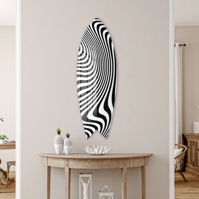 Vivantes Decorative Surfing Board in 4mm Tempered Glass-Zebra