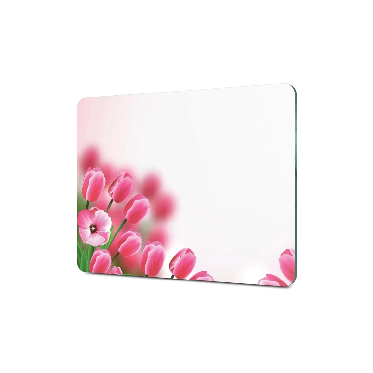 Tempered Glass Cutting Board - Pink Tulips