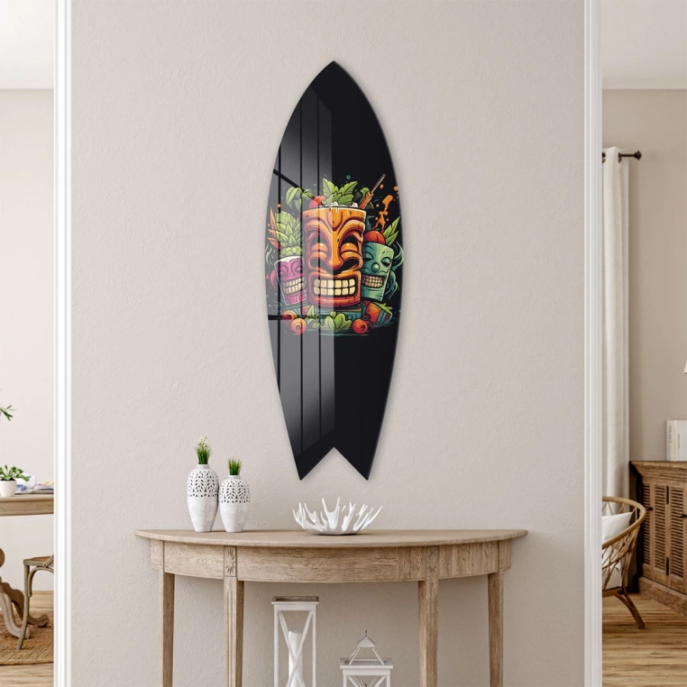 Vivantes Decorative Surfing Board in 4mm Tempered Glass-Smiley Art