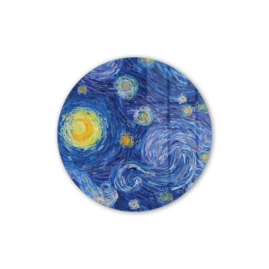 Vivantes Circle Glass Wall Art in 12" Diameter-Vann Gogh Starry Night