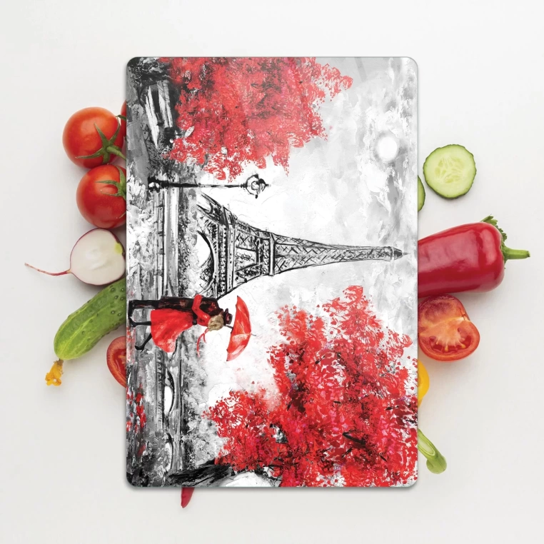 Tempered Glass Cutting Board - Paris in Fall