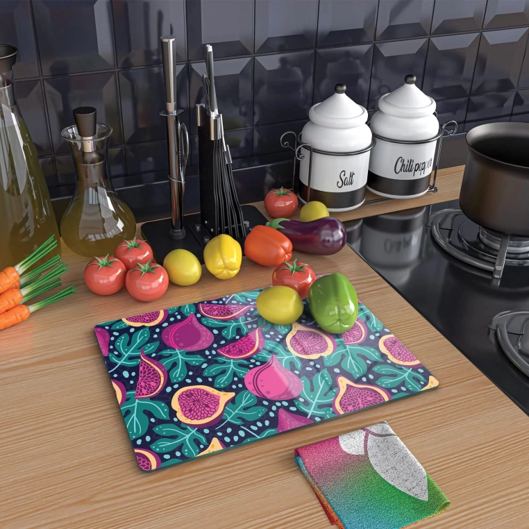 Tempered Glass Cutting Board - Purple Figs