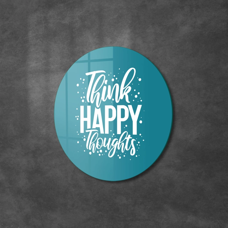 Vivantes Circle Glass Wall Art in 12" Diameter-Think Happy Thoughts