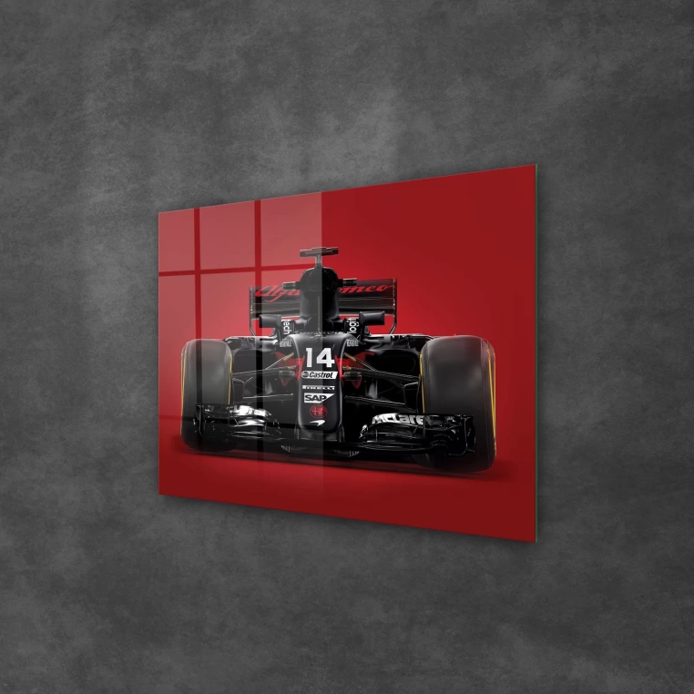 Vivantes Tempered Glass Wall Art - Formula on Red