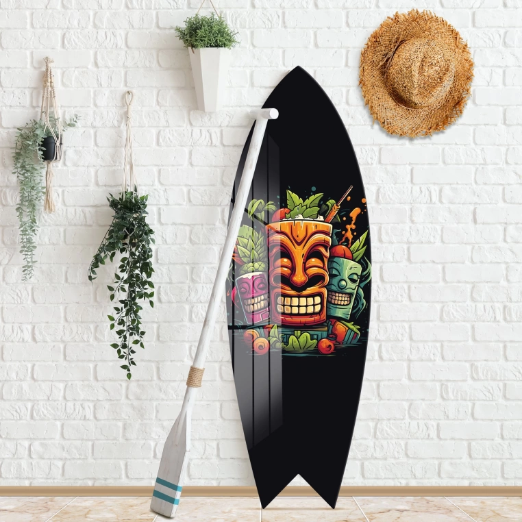 Vivantes Decorative Surfing Board in 4mm Tempered Glass-Smiley Art