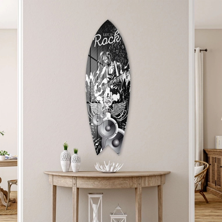 Vivantes Decorative Surfing Board in 4mm Tempered Glass-Lets Rock