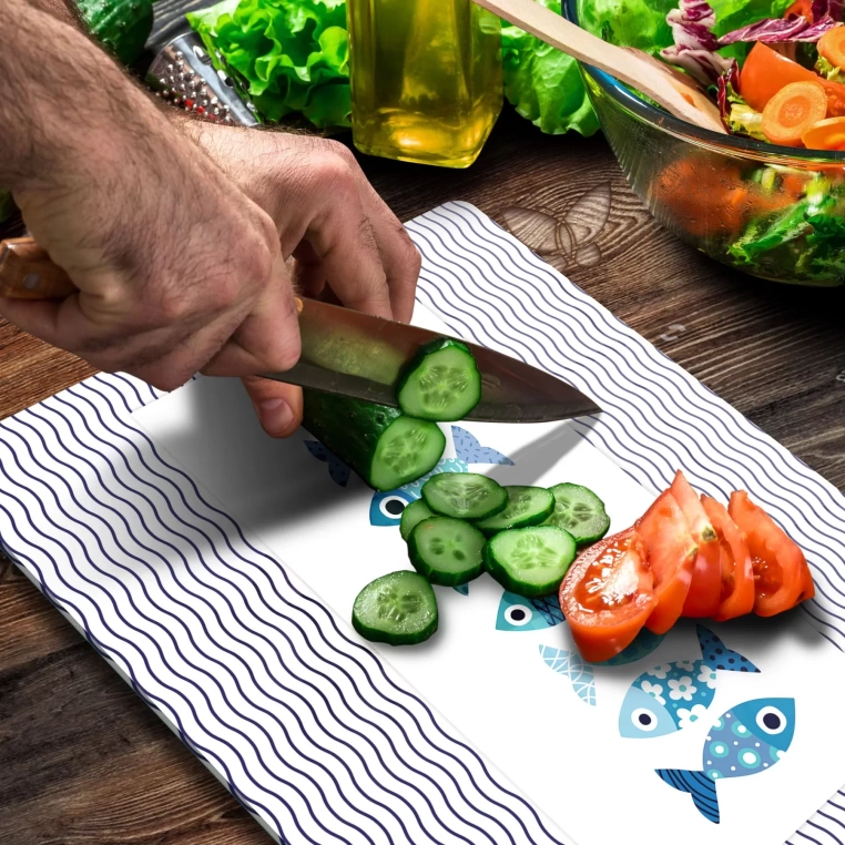 Tempered Glass Cutting Board - Cute Fish