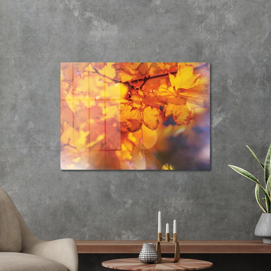 Vivantes Tempered Glass Wall Art - Fall Leaves