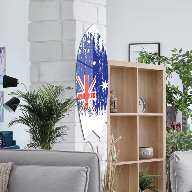 Vivantes Decorative Surfing Board in 4mm Tempered Glass-Australian Flag