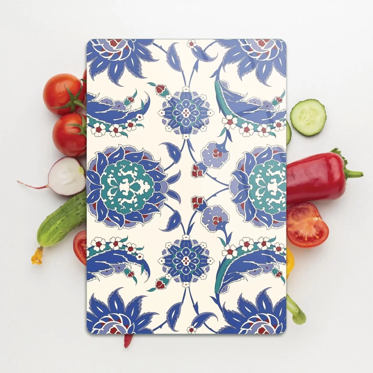 Tempered Glass Cutting Board - Turkish Vined Tiles