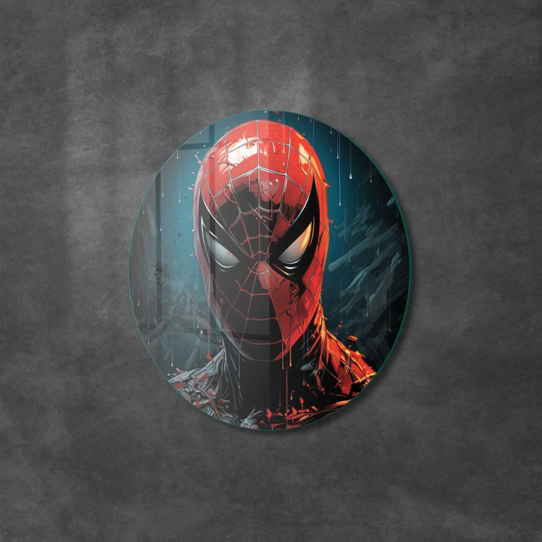 Vivantes Circle Glass Wall Art in 12" Diameter-SpiderMan