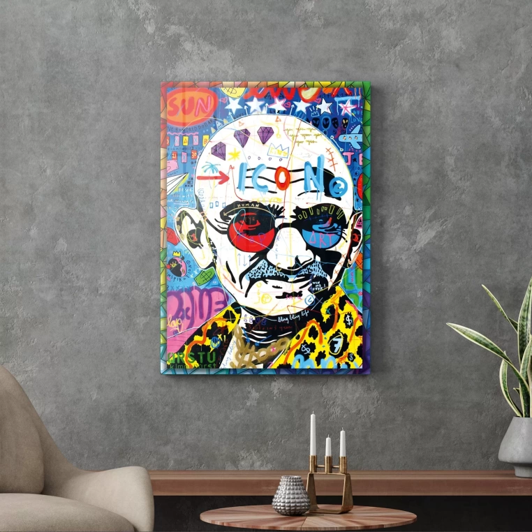 Vivantes Tempered Glass Wall Art - Pop Art Gandhi