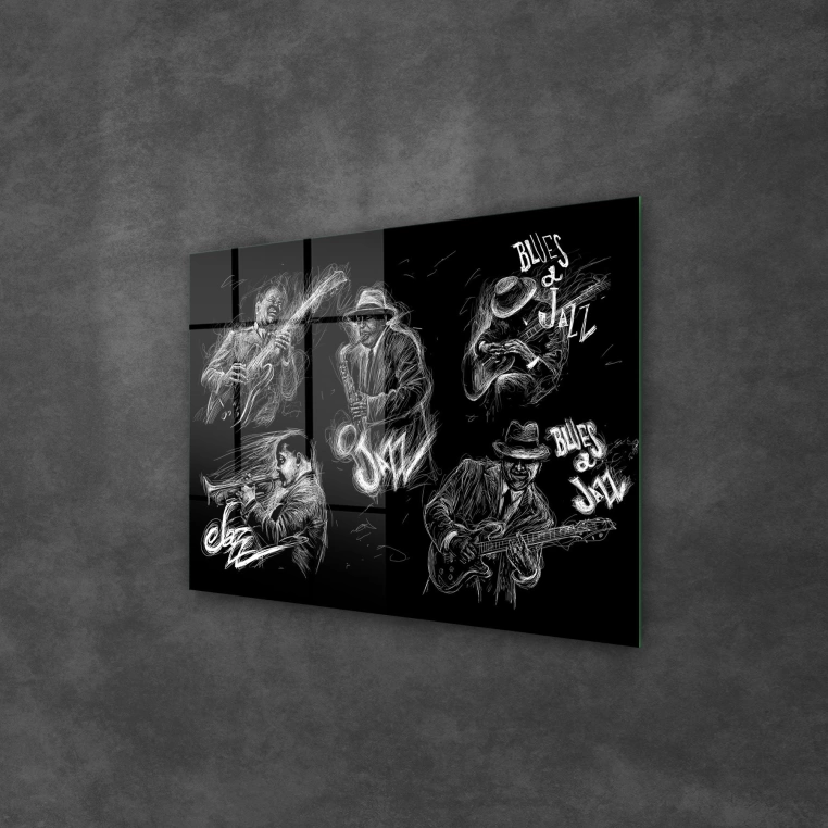 Vivantes Tempered Glass Wall Art - Jazz figures