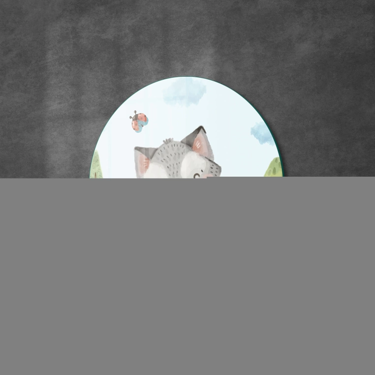 Vivantes Circle Glass Wall Art in 12" Diameter-Baby Skunk