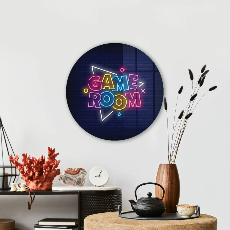 Vivantes Circle Glass Wall Art in 12" Diameter-Game Room