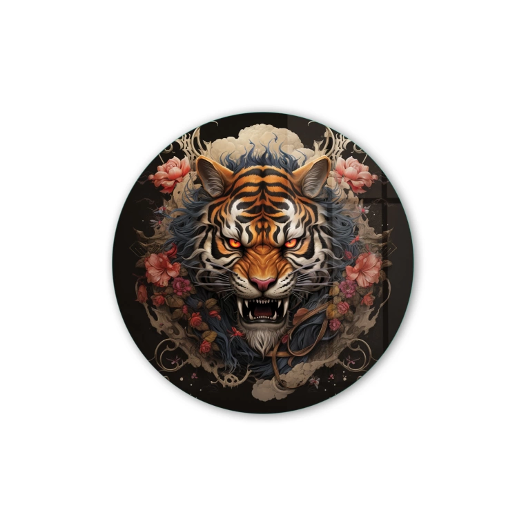 Vivantes Circle Glass Wall Art in 12" Diameter-Mad Tiger