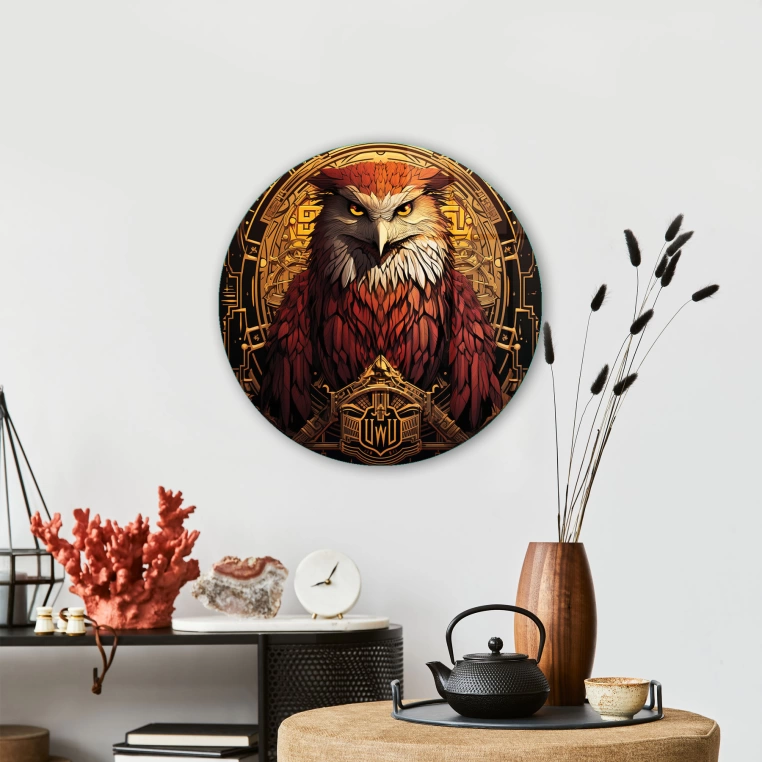 Vivantes Circle Glass Wall Art in 12" Diameter-Straight Eagle