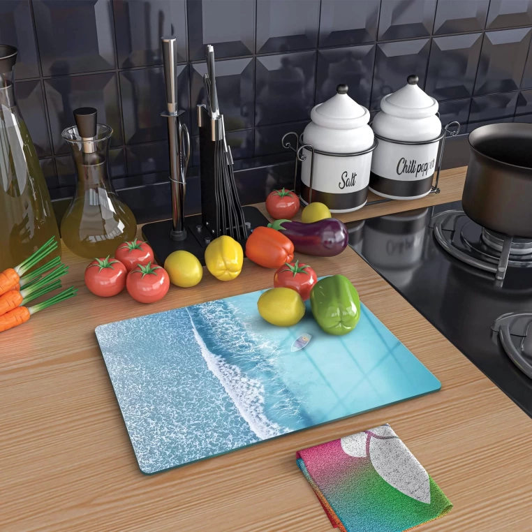 Tempered Glass Cutting Board - Beach