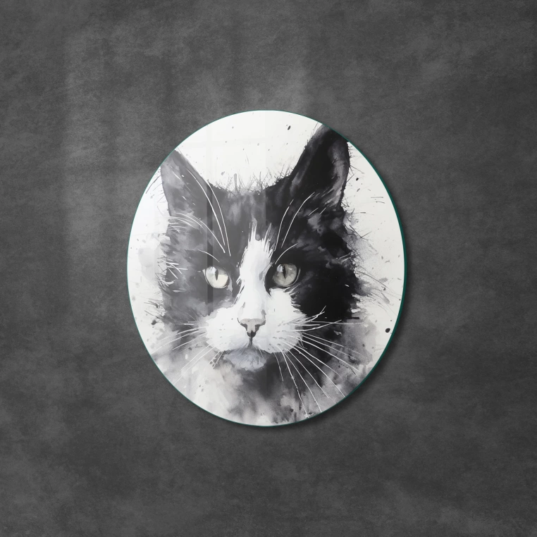 Vivantes Circle Glass Wall Art in 12" Diameter-Street Cat