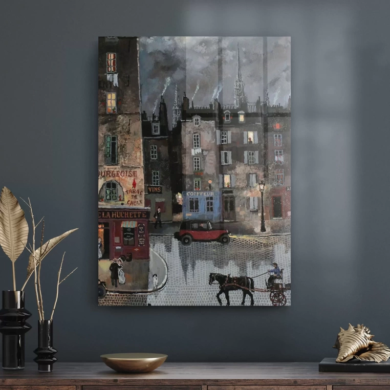 Vivantes Tempered Glass Wall Art - Old Cities Winter