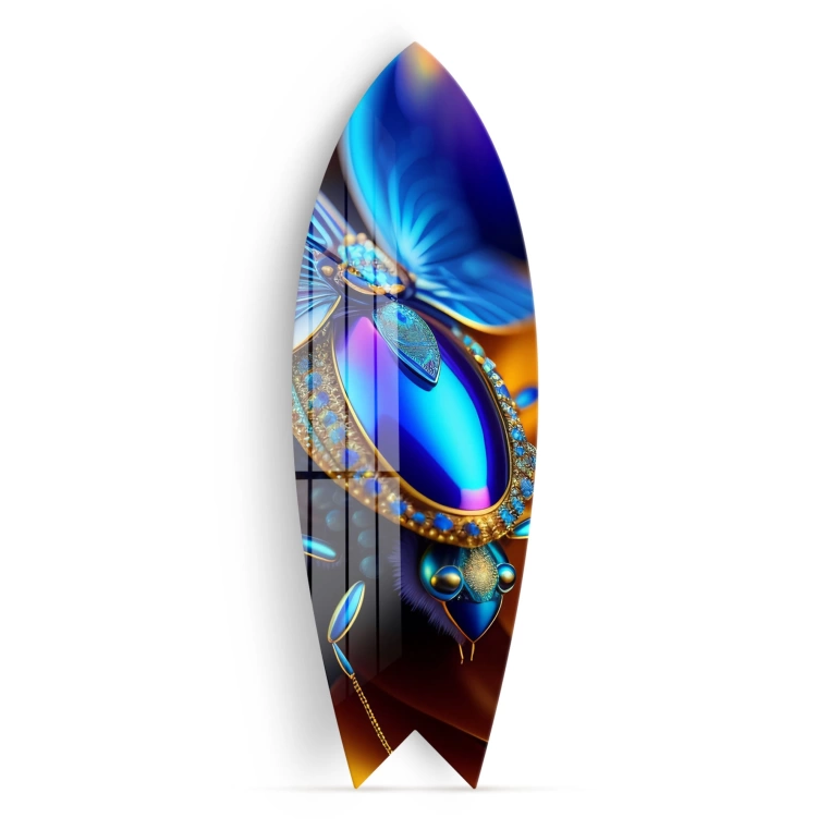 Vivantes Decorative Surfing Board in 4mm Tempered Glass-Jewel Art