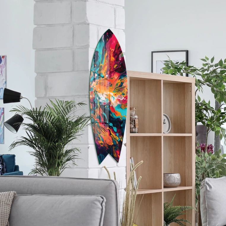 Vivantes Decorative Surfing Board in 4mm Tempered Glass-Splash Art