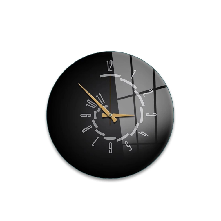 Vivantes Decorative Glass 12 inch Wall Clock Black Retro