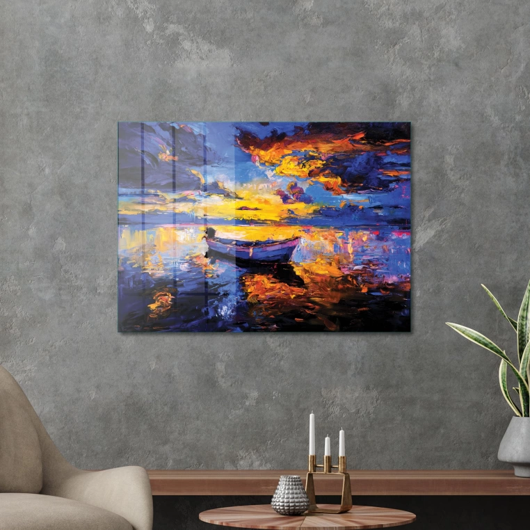 Vivantes Tempered Glass Wall Art - Dusk at the Beach