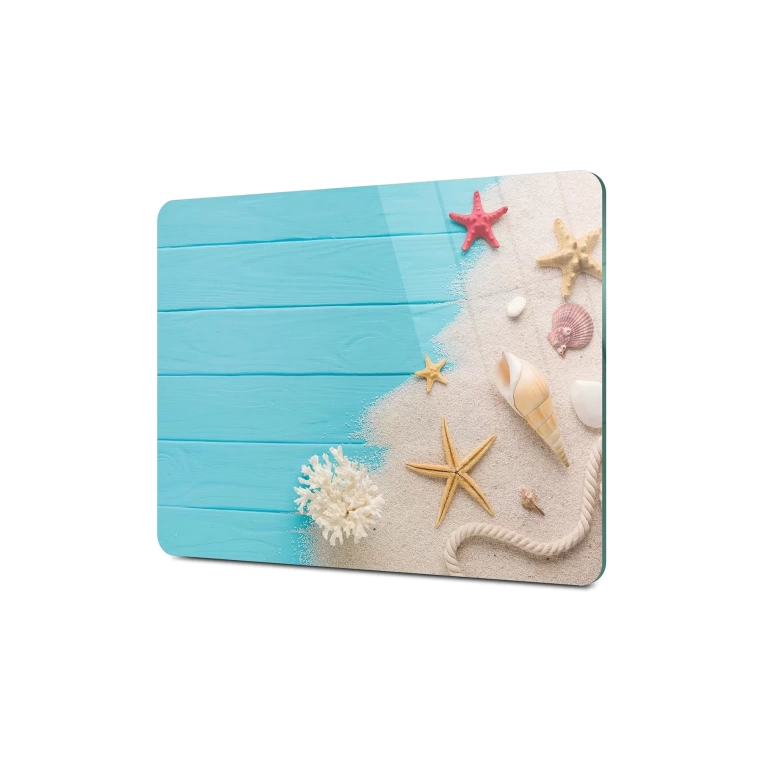 Tempered Glass Cutting Board - Starfish on Sand