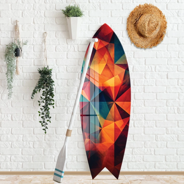 Vivantes Decorative Surfing Board in 4mm Tempered Glass-Crystal Colors