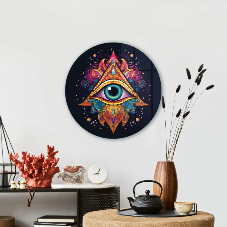 Vivantes Circle Glass Wall Art in 12" Diameter-Indian Illuminati