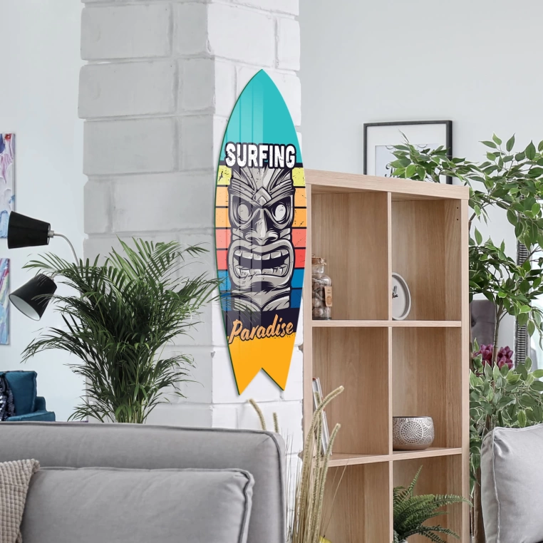 Vivantes Decorative Surfing Board in 4mm Tempered Glass-Surfing Paradise