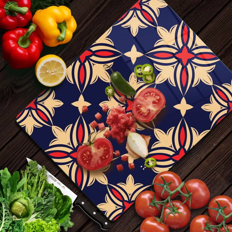 Tempered Glass Cutting Board - Classic Tile